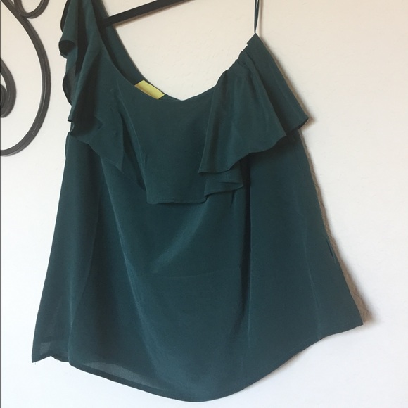 Anthropologie Maeve Silk Ruffle One Shoulder Top 8 - Picture 4 of 8